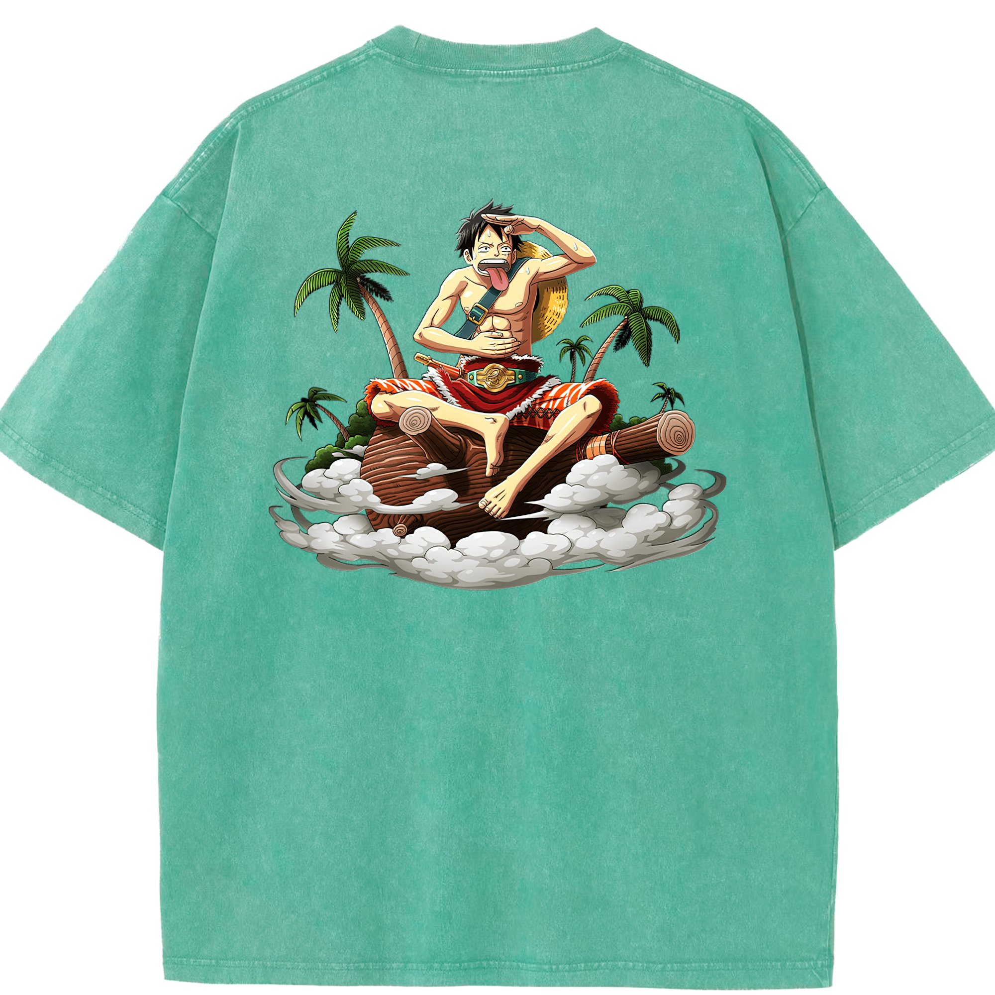 ワンピース モンキー・D・ルフィ ONE PIECE Monkey D. Luffy 綿100% ヴィンテージ風 半袖Tシャツ（背面プリント）